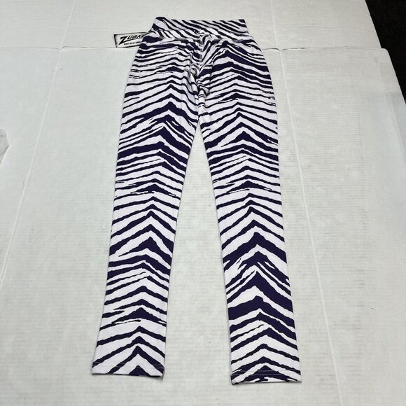 Zubaz Leggings Womens XS Purple Animal Zebra Print NFL Football‎ Atlanta Falcons - Picture 3 of 9